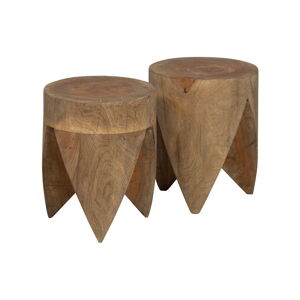 Okrągłe stoliki z litego drewna mango zestaw 2 szt. 30x30 cm Trunk – BePureHome