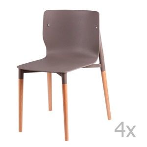 Zestaw 4 jasnoszarych krzeseł z drewnianymi nogami sømcasa Alisia