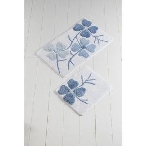 Zestaw 2 niebieskich dywaników łazienkowych Confetti Bathmats Kircicegi Blue
