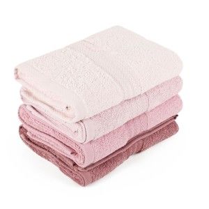 Zestaw 4 różowych ręczników Rainbow Dusty Rose, 50x90 cm