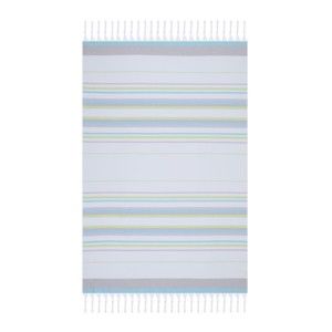 Niebiesko-żółto-biały ręcznik plażowy Fouta, 170x100 cm