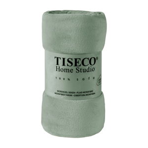 Zielony koc z mikropluszu Tiseco Home Studio, 130x160 cm
