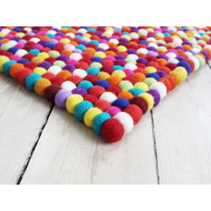 Ciemnoczerwony wełniany dywan kulkowy Wooldot Ball Rugs, 120x180 cm