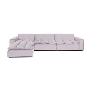 Jasnofioletowa lewostronna 3-osobowa sofa narożna Vivonita Cloud Light LEvander