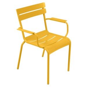 Żółte krzesło ogrodowe z podłokietnikami Fermob Luxembourg