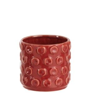 Czerwona doniczka ceramiczna J-Line Spheres, wys. 13 cm