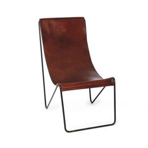 Brązowe krzesło z prawdziwej skóry Simla Leather