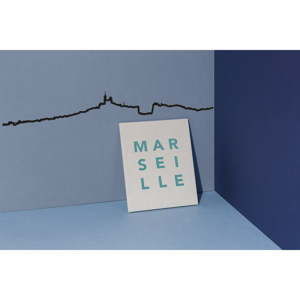 Czarna dekoracja ścienna z zarysem miasta The Line Marseille XL