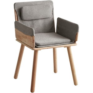 Krzesło do jadalni z szarym tekstylnym siedziskiem i podłokietnikami DEEP Furniture Jack
