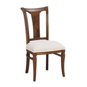 Brązowe krzesło bukowe do jadalni z białym siedziskiem Folke Ramona