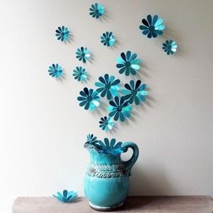 Zestaw 12 niebieskich naklejek elektrostatycznych 3D Ambiance Flowers Chic Blue 