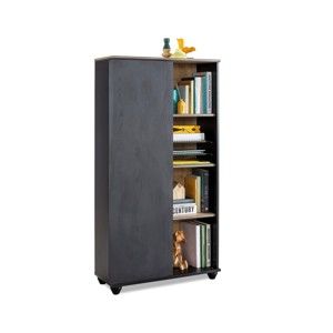 Czarny regał Black Bookcase With Storage