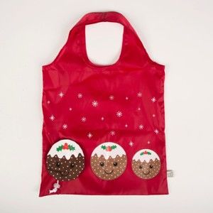 Czerwona torba na zakupy ze świątecznym motywem Sass & Belle Pudding