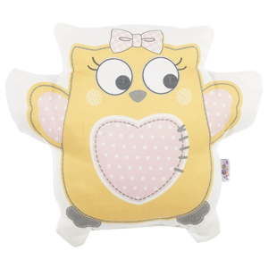 Żółta poduszka dziecięca z domieszką bawełny Apolena Pillow Toy Owl, 32x26 cm