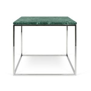 Zielony stolik marmurowy z chromowanymi nogami TemaHome Gleam, 50 cm