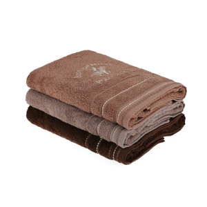 Zestaw 3 brązowych ręczników bawełnianych, 140x70 cm