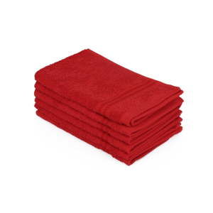Zestaw 6 czerwonych ręczników łazienkowych, 50x30 cm