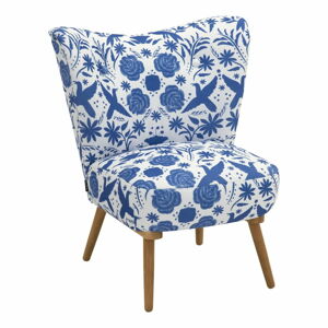Niebiesko-biały fotel w kwiaty Max Winzer Jack