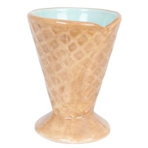 Pucharek ceramiczny na lody w kształcie rożka z niebieskim środkiem Clayre & Eef, Ø 9 cm