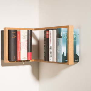 Narożna półka na książki z drewna dębowego das kleine b b1, 50x35x23 cm