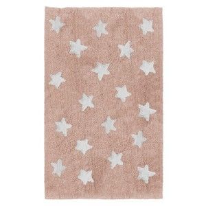 Różowy ręcznie tkany dywan dziecięcy Tanuki Stars, 120x160 cm