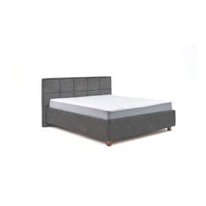 Jasnoszare dwuosobowe łóżko ze schowkiem DlaSpania Karme, 160x200 cm