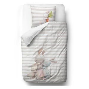 Pościel dziecięca z satyny bawełnianej Mr. Little Fox Hugging Bunnies, 140x200 cm