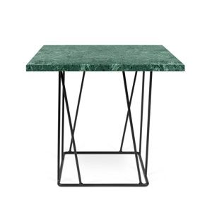 Zielony stolik marmurowy z czarnymi nogami TemaHome Helix, 50 cm