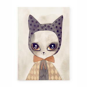 Obraz na płótnie Tanuki Watercolor Cat, 70x50 cm