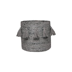 Szary koszyk tkany ręcznie z włókien konopnych Nattiot, Ø 30 cm