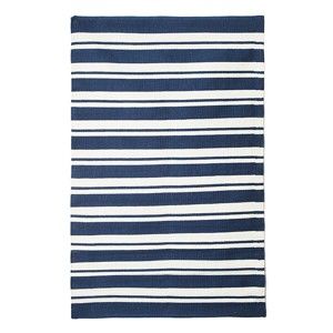 Niebieski bawełniany ręcznie tkany dywan Pipsa Navy Stripes, 100x120 cm