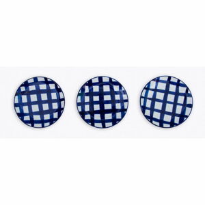 Zestaw 3 deserowych ceramicznych talerzy Madre Selva Blue Lines, ø 18 cm