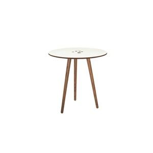 Biały stolik z ciemnobrązowymi nogami WOOD AND VISION Handy, ⌀ 50 cm