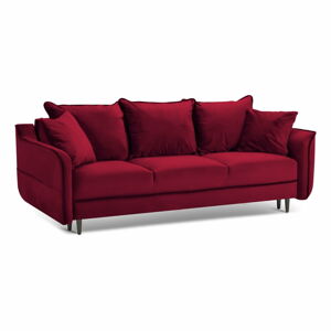 Czerwona aksamitna sofa rozkładana Kooko Home Basso