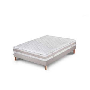 Jasnoszare łóżko z materacem Stella Cadente Maison Saturne Europe, 140x200 cm
