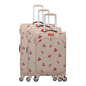 Zestaw 3 beżowych walizek z 4 kółkami Lollipops Cherry