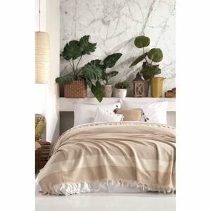 Beżowa bawełniana narzuta na łóżko dwuosobowe 230x200 cm Seritli – Mijolnir
