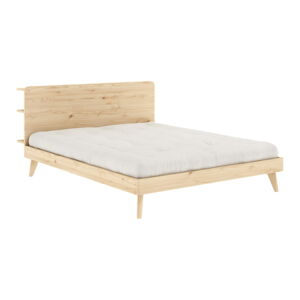 Naturalne łóżko dwuosobowe ze stelażem 160x200 cm Retreat – Karup Design