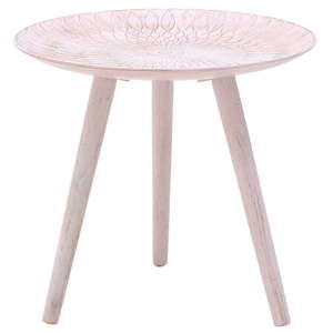 Różowy stolik z drewna brzozowego InArt Antique, ⌀ 44 cm