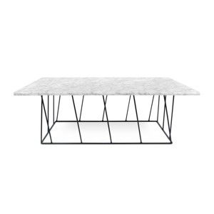 Biały stolik marmurowy z czarnymi nogami TemaHome Helix, 75x120 cm