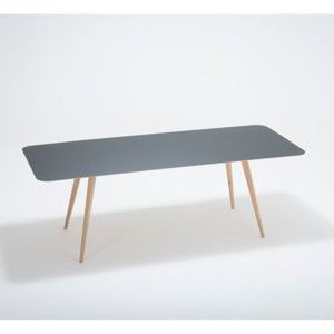 Stół z litego drewna dębowego z granatowym blatem Gazzda Linn, 220x90 cm