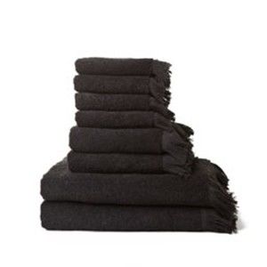 Zestaw 6 czarnych ręczników bawełnianych i 2 ręczników kąpielowych Casa Di Bassi Bath