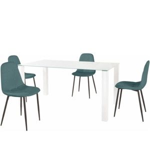 Zestaw stołu i 4 turkusowych krzeseł Støraa Dante, dł. stołu 160 cm