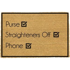 Wycieraczka z naturalnego włókna kokosowego Artsy Doormats Purse Straighteners Phone 40x60 cm