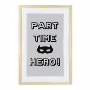 Obraz w drewnianej ramie Tanuki Part Time Hero, 60x40 cm