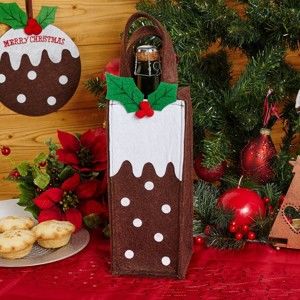 Torebka prezentowa z filcu na butelkę Neviti Christmas Pudding