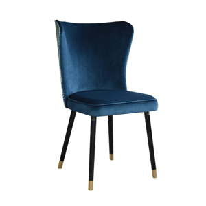 Niebieskie krzesło z detalami w złotym kolorze JohnsonStyle Odette Eden