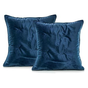 Niebieska aksamitna poszewka na poduszkę DecoKing Daisy, 45x45 cm