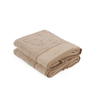 Zestaw 2 brązowych ręczników z bawełny Sultan, 50x90 cm
