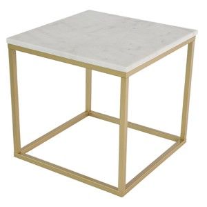 Marmurowy stolik z konstrukcją w kolorze mosiądzu RGE Accent, szerokość 55 cm